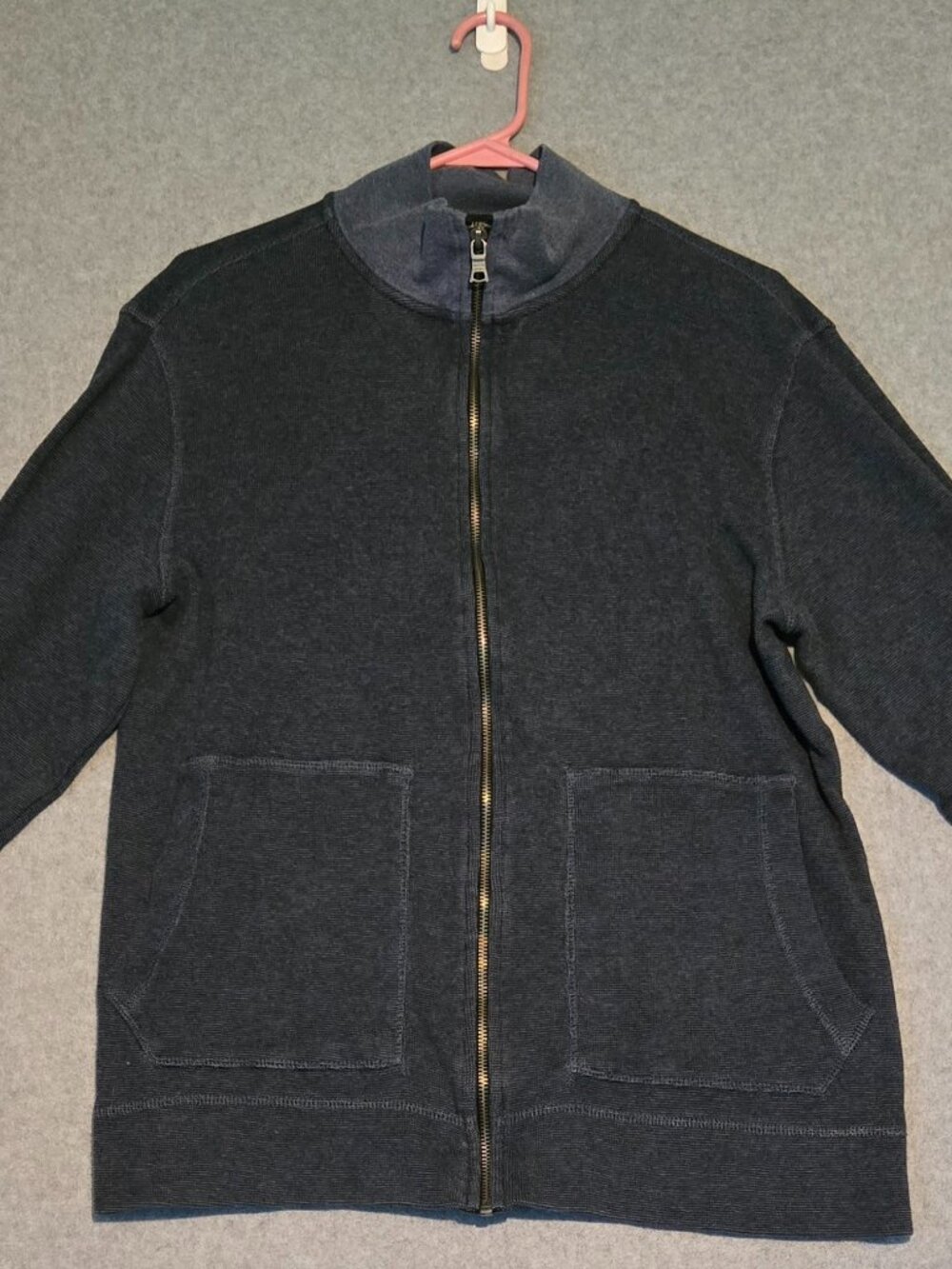 Banana Republic Sweater Men's L Full Zip Jacket Knit Raglan Navy Blue Casual